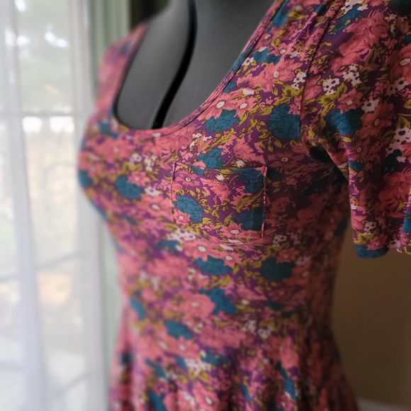 Hollister Floral Fit and Flare Mini Dress - Pink and Blue Women's Size Small - Picture 3 of 8